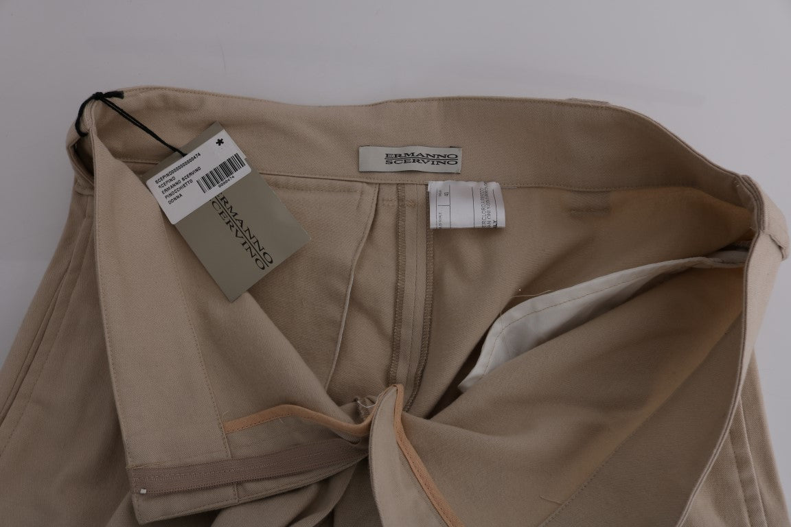 Ermanno Scervino Beige Cotton Wool Regular Fit Trousers